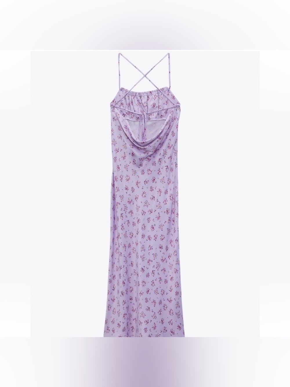 Zara Lavender and Pink Floral Midi Dress - Picture 3 of 9